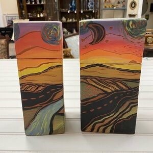 Set of 2 Hand-Crafted Signed Art Pottery Canisters